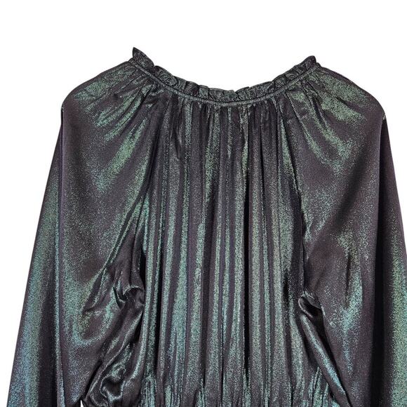 Current Air Womens Metallic Green Long Sleeve Medium Mini Dress Date Night Chic - Picture 12 of 15